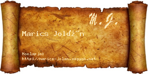 Marics Jolán névjegykártya