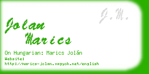 jolan marics business card